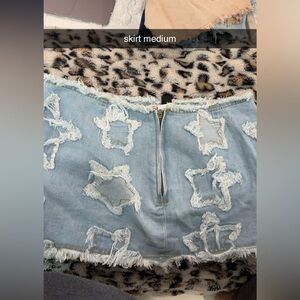 Star Pattern Denim Skirt